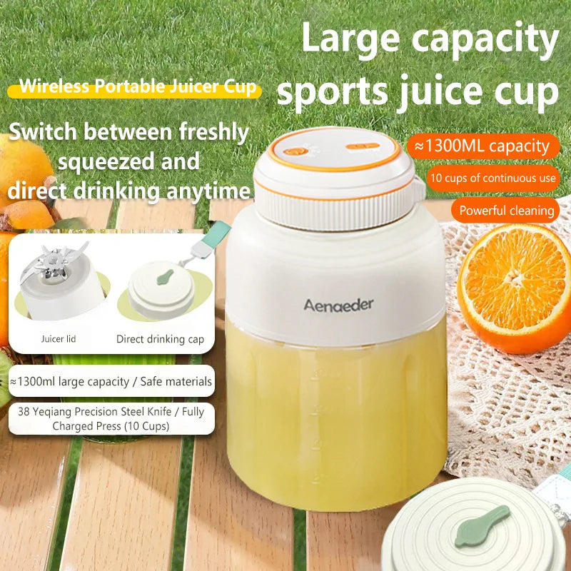 1300ml New Wireless Portable Fruit Juicer Charging Small Complementary Food Crushed Ice Household Multifunctional Juicer 2026