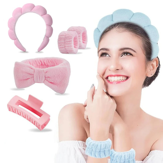 Absorbent Skincare Headband and Wristband Set