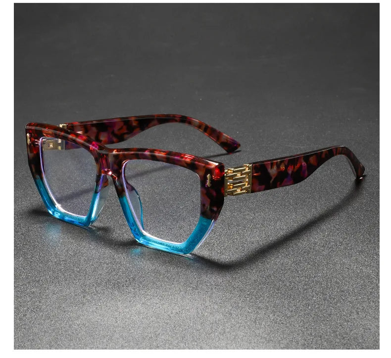 Brand Design Women Oversized Polygon Frame Photochromic Prescription Glasses Anti Blue Ray Hyperopia Myopia Astigmatism Eyewear
