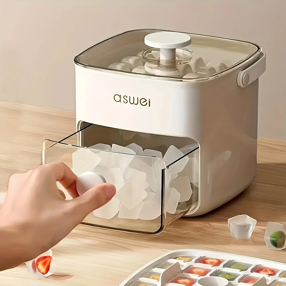 48-Cube Ice Maker with Easy-Press Lid - Double Layer, DIY Frozen Treats & Beverage Essential,kitchen accessories,gadgets