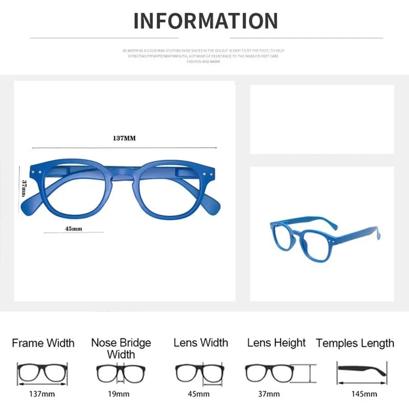 Reading Glasses Round Men Women Glasses With Spring Hinge Large round Eyeglasses Frame Presbyopia Hyperopia