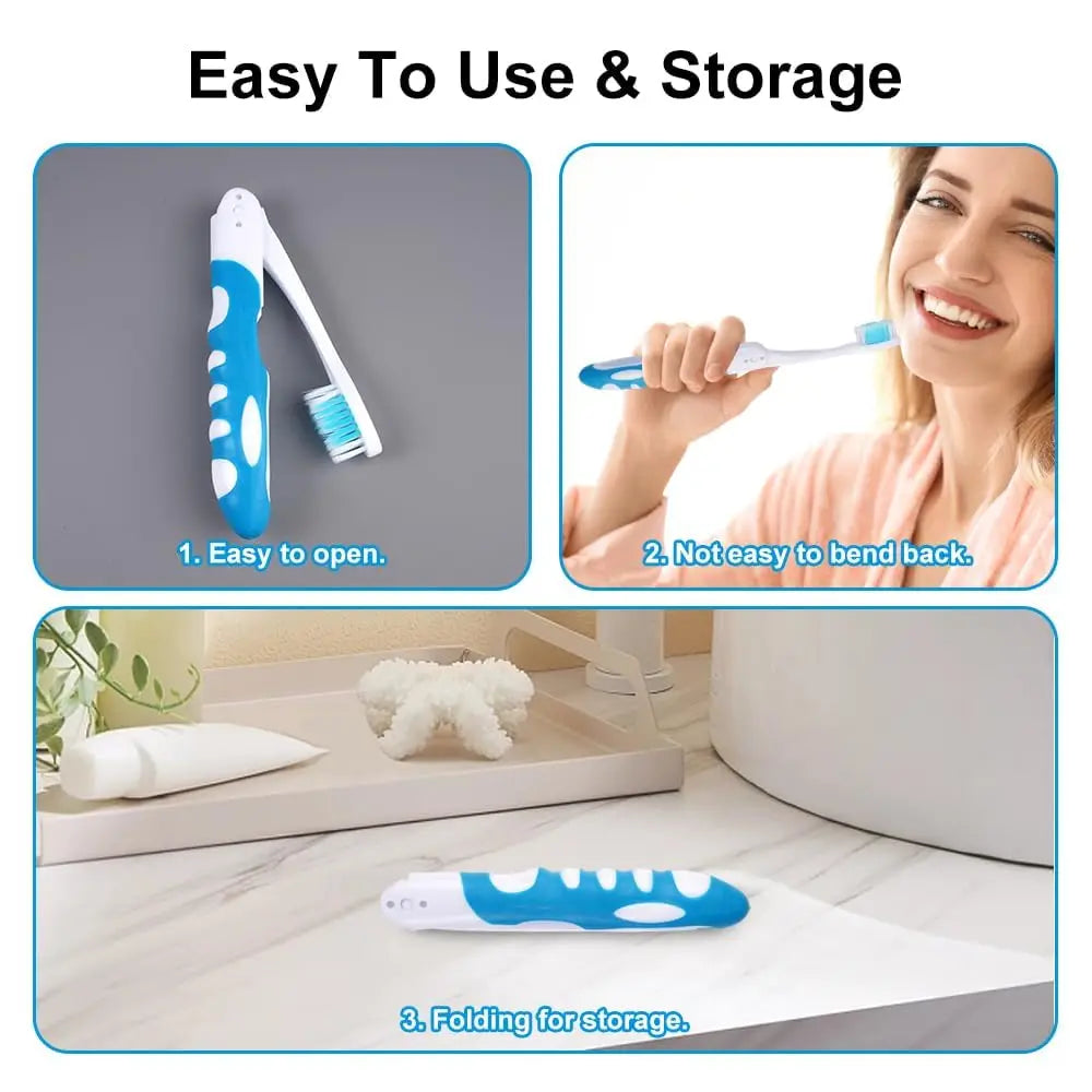 6-pack travel toothbrushes, built-in set of portable toothbrushes, travel toothbrushes, hiking, camping, travel, folding toothbr