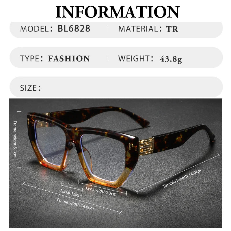 Brand Design Women Oversized Polygon Frame Photochromic Prescription Glasses Anti Blue Ray Hyperopia Myopia Astigmatism Eyewear