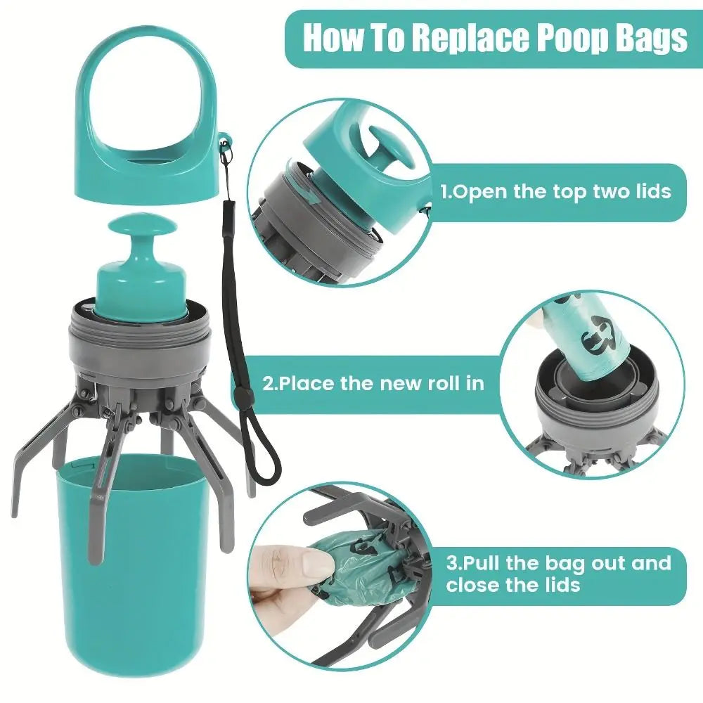 New Portable Dog Pooper Scooper Leak-Proof with Bag Attachment Claw Grabber Pickup Tool No Touch Dog Waste Pick-up Cleaner