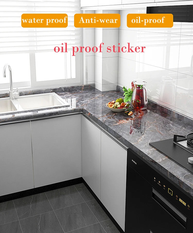 1 roll of marble wall sticker waterproof anti fouling oil proof PVC self-adhesive wallpaper kitchen wall sticker