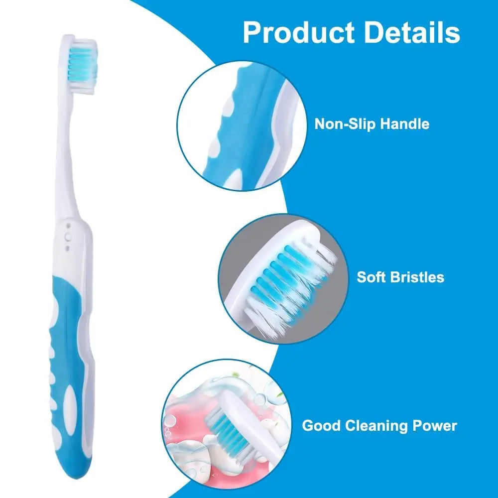 6-pack travel toothbrushes, built-in set of portable toothbrushes, travel toothbrushes, hiking, camping, travel, folding toothbr