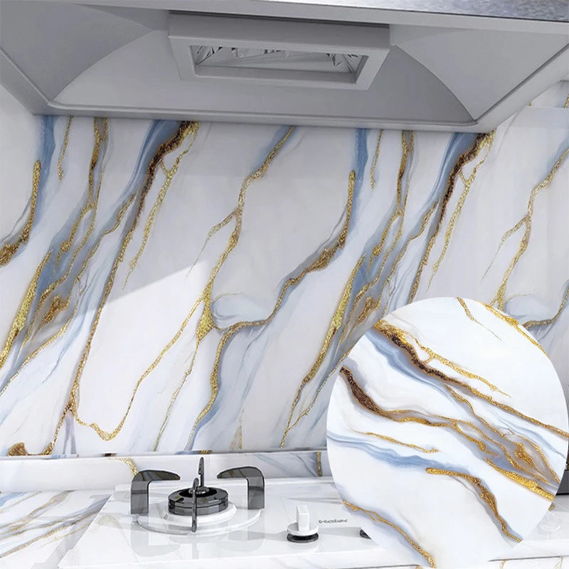 1 roll of marble wall sticker waterproof anti fouling oil proof PVC self-adhesive wallpaper kitchen wall sticker