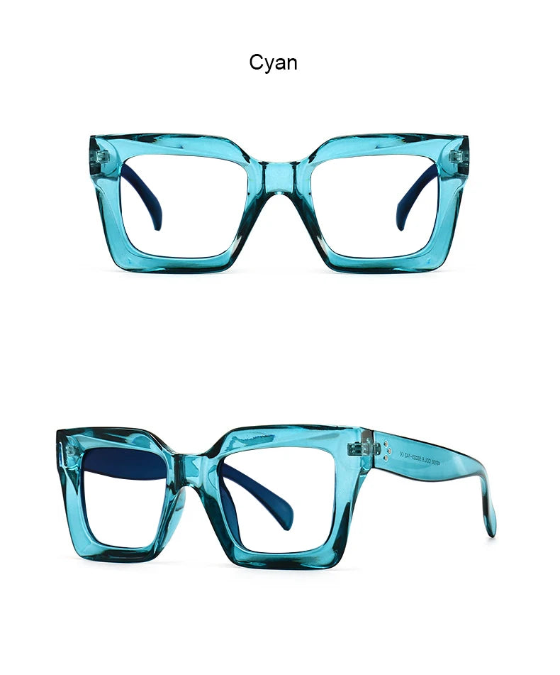 Vintage Oversized Square Anti Blue Light Reading Glasses Women Men Trending Optical Eyewear Finished Hyperopia Eyeglasses +2 +5