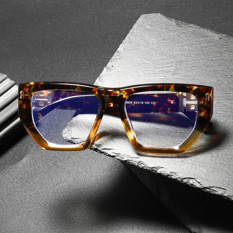 Brand Design Women Oversized Polygon Frame Photochromic Prescription Glasses Anti Blue Ray Hyperopia Myopia Astigmatism Eyewear