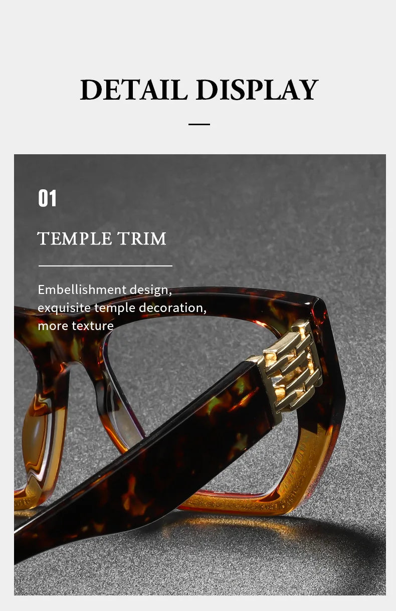Brand Design Women Oversized Polygon Frame Photochromic Prescription Glasses Anti Blue Ray Hyperopia Myopia Astigmatism Eyewear