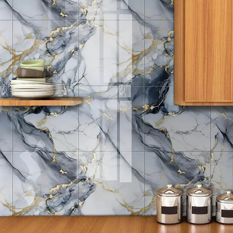 1 roll of marble wall sticker waterproof anti fouling oil proof PVC self-adhesive wallpaper kitchen wall sticker