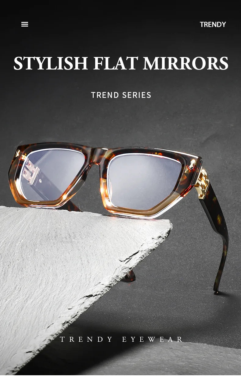 Brand Design Women Oversized Polygon Frame Photochromic Prescription Glasses Anti Blue Ray Hyperopia Myopia Astigmatism Eyewear