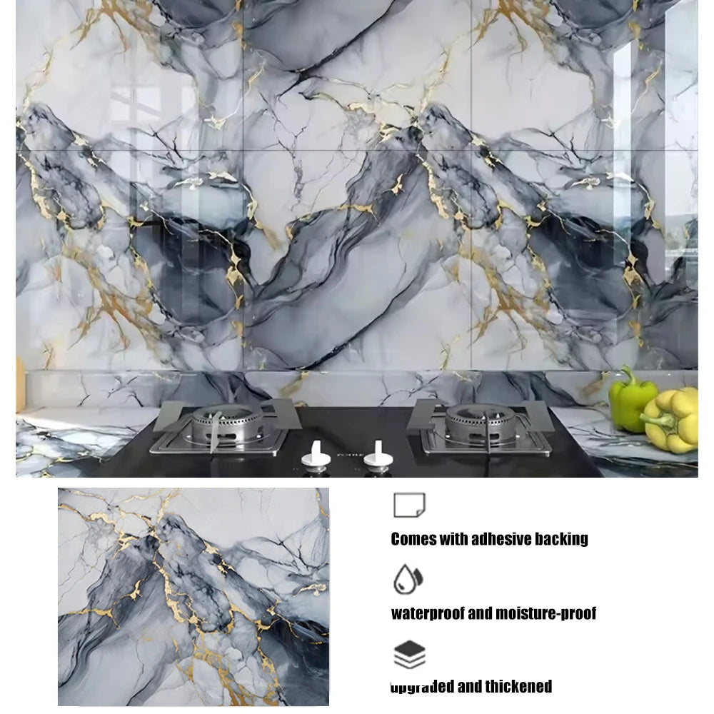 1 roll of marble wall sticker waterproof anti fouling oil proof PVC self-adhesive wallpaper kitchen wall sticker