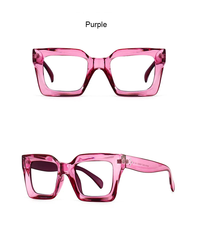 Vintage Oversized Square Anti Blue Light Reading Glasses Women Men Trending Optical Eyewear Finished Hyperopia Eyeglasses +2 +5