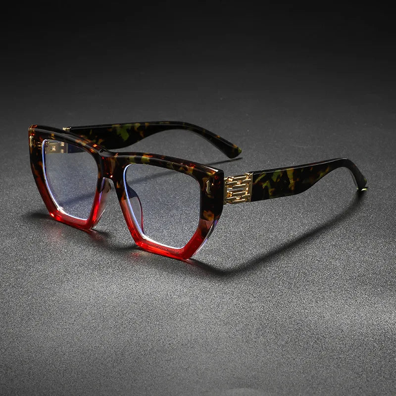 Brand Design Women Oversized Polygon Frame Photochromic Prescription Glasses Anti Blue Ray Hyperopia Myopia Astigmatism Eyewear