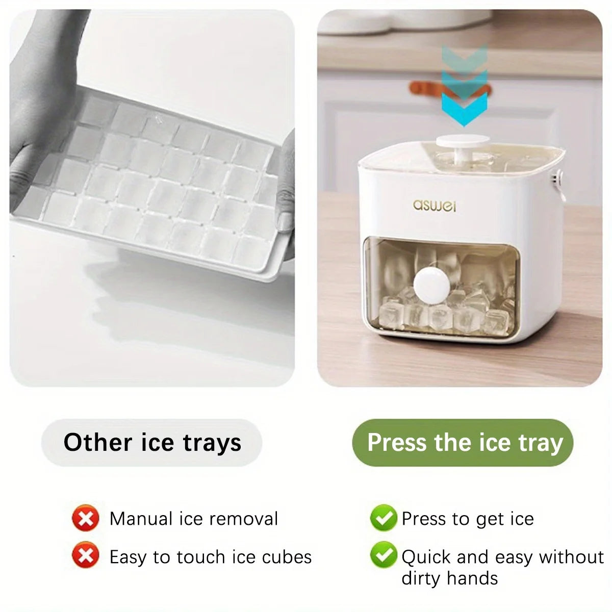 48-Cube Ice Maker with Easy-Press Lid - Double Layer, DIY Frozen Treats & Beverage Essential,kitchen accessories,gadgets