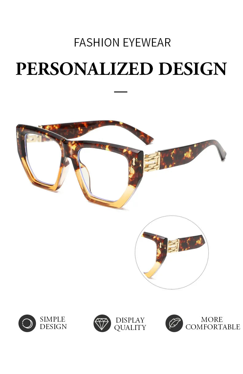 Brand Design Women Oversized Polygon Frame Photochromic Prescription Glasses Anti Blue Ray Hyperopia Myopia Astigmatism Eyewear