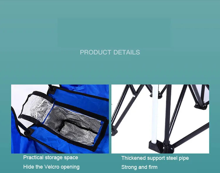 Foldable Double Sunshade Chair Wear Resistant Beach Camping Chair Fishing Casual Chair With Umbrella Cup Holder Refrigerated Bag