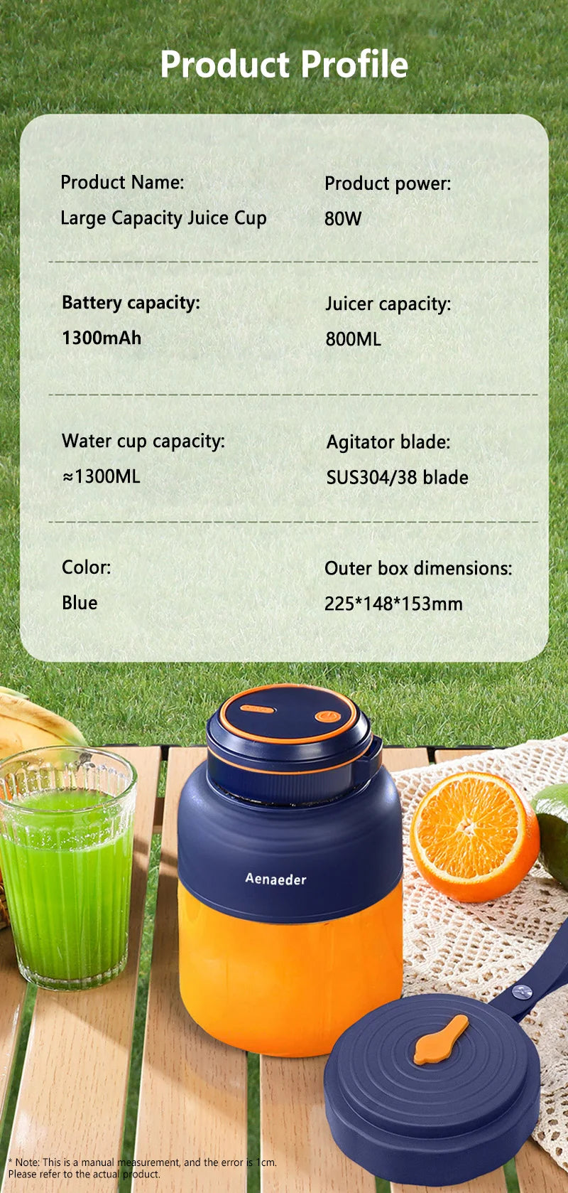 1300ml New Wireless Portable Fruit Juicer Charging Small Complementary Food Crushed Ice Household Multifunctional Juicer 2026