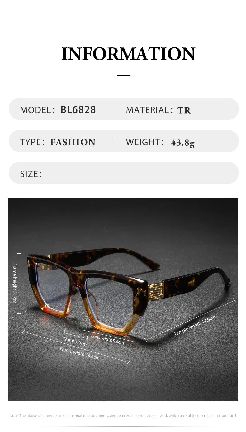 Brand Design Women Oversized Polygon Frame Photochromic Prescription Glasses Anti Blue Ray Hyperopia Myopia Astigmatism Eyewear