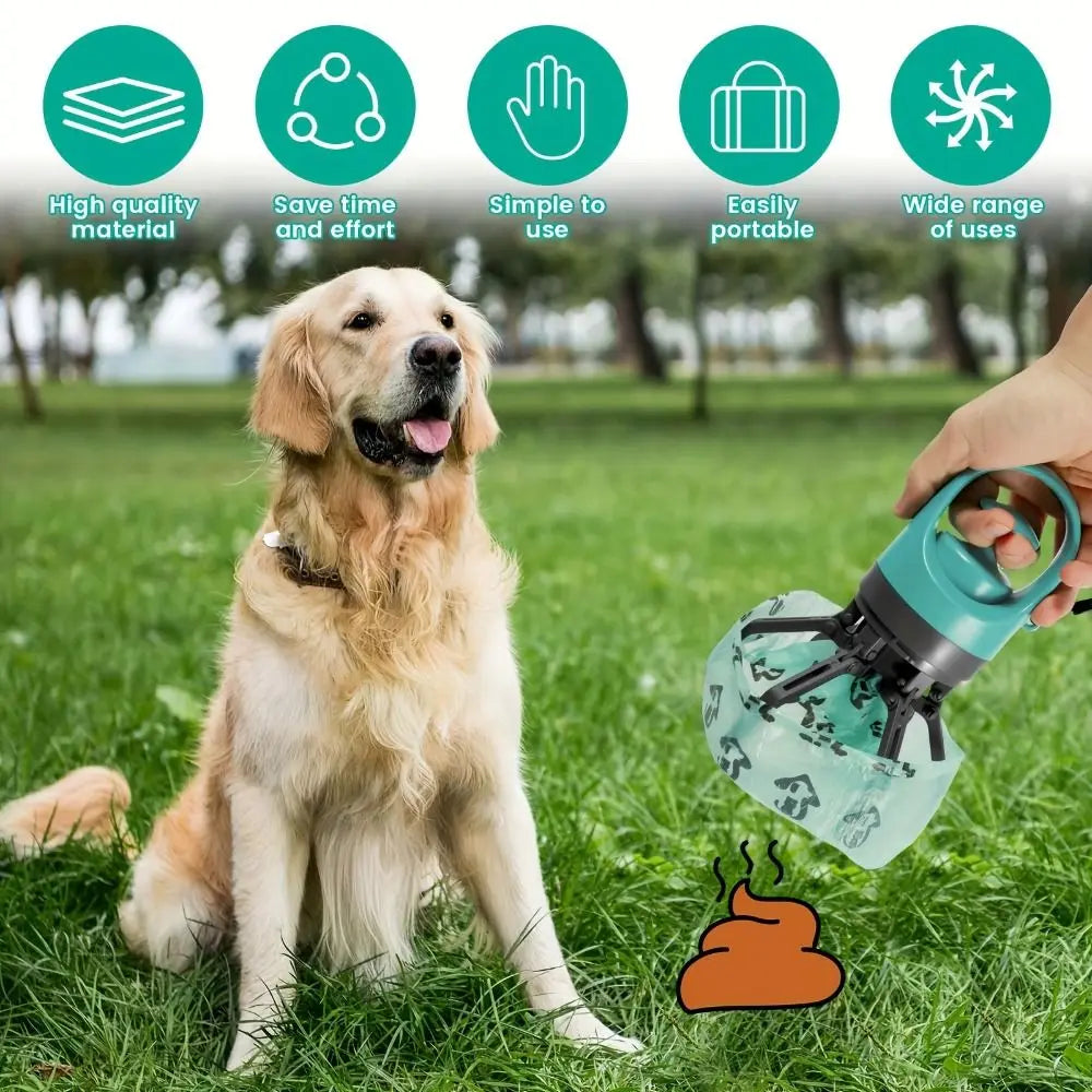 New Portable Dog Pooper Scooper Leak-Proof with Bag Attachment Claw Grabber Pickup Tool No Touch Dog Waste Pick-up Cleaner