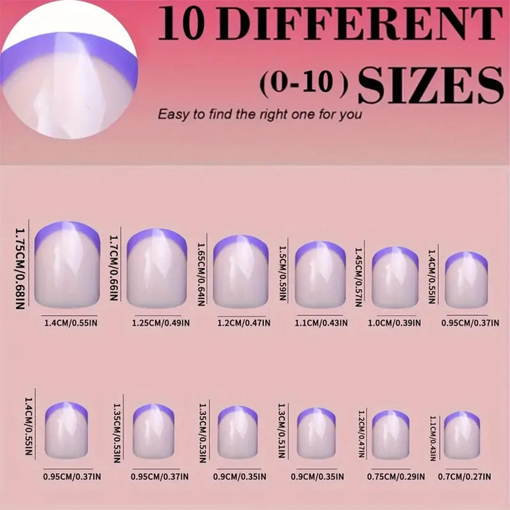 240/120pcs Summer Colorful Fake Nails Short Square Press On Nails  French Acrylic Manicure Nail Art Glossy Full Cover False Nail