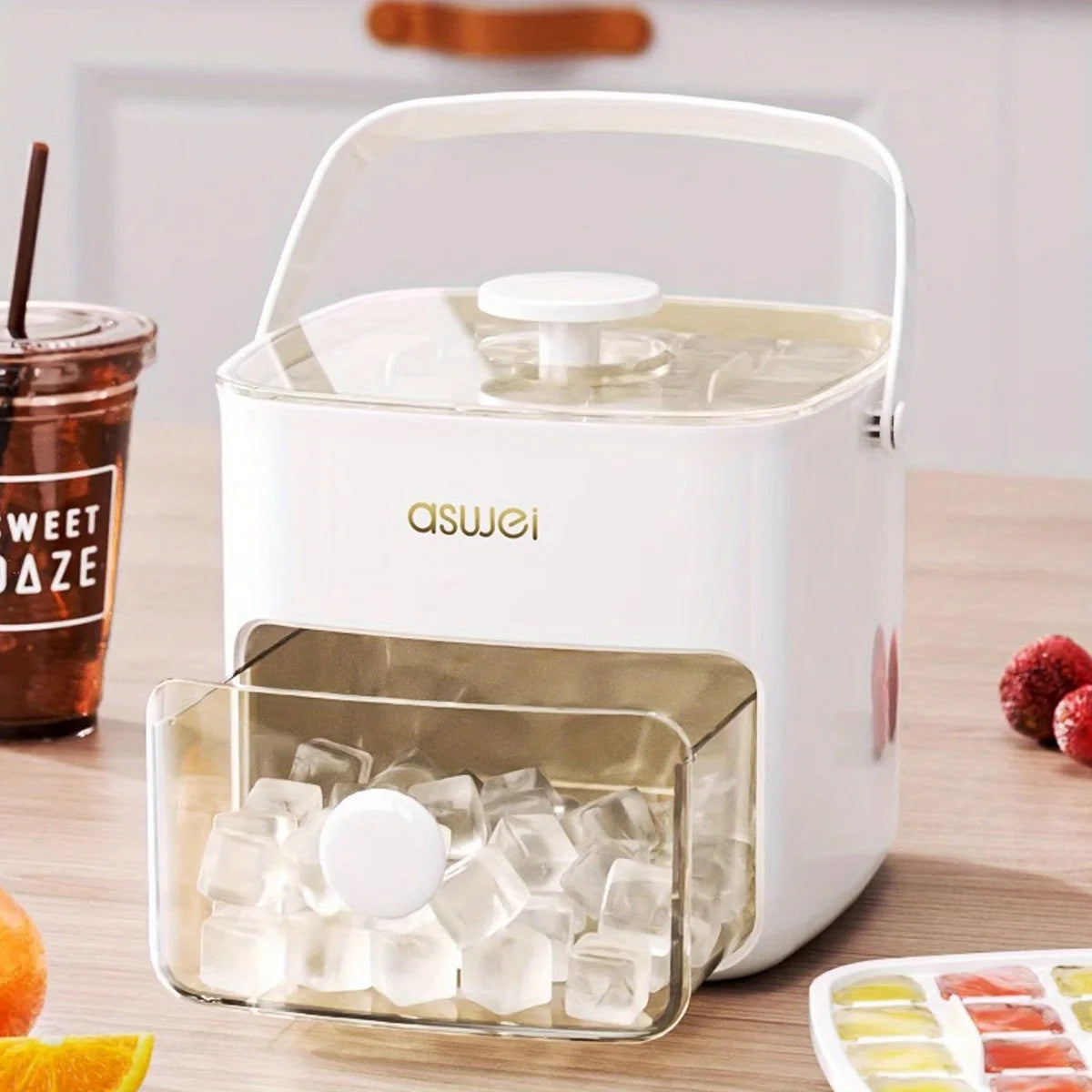 48-Cube Ice Maker with Easy-Press Lid - Double Layer, DIY Frozen Treats & Beverage Essential,kitchen accessories,gadgets