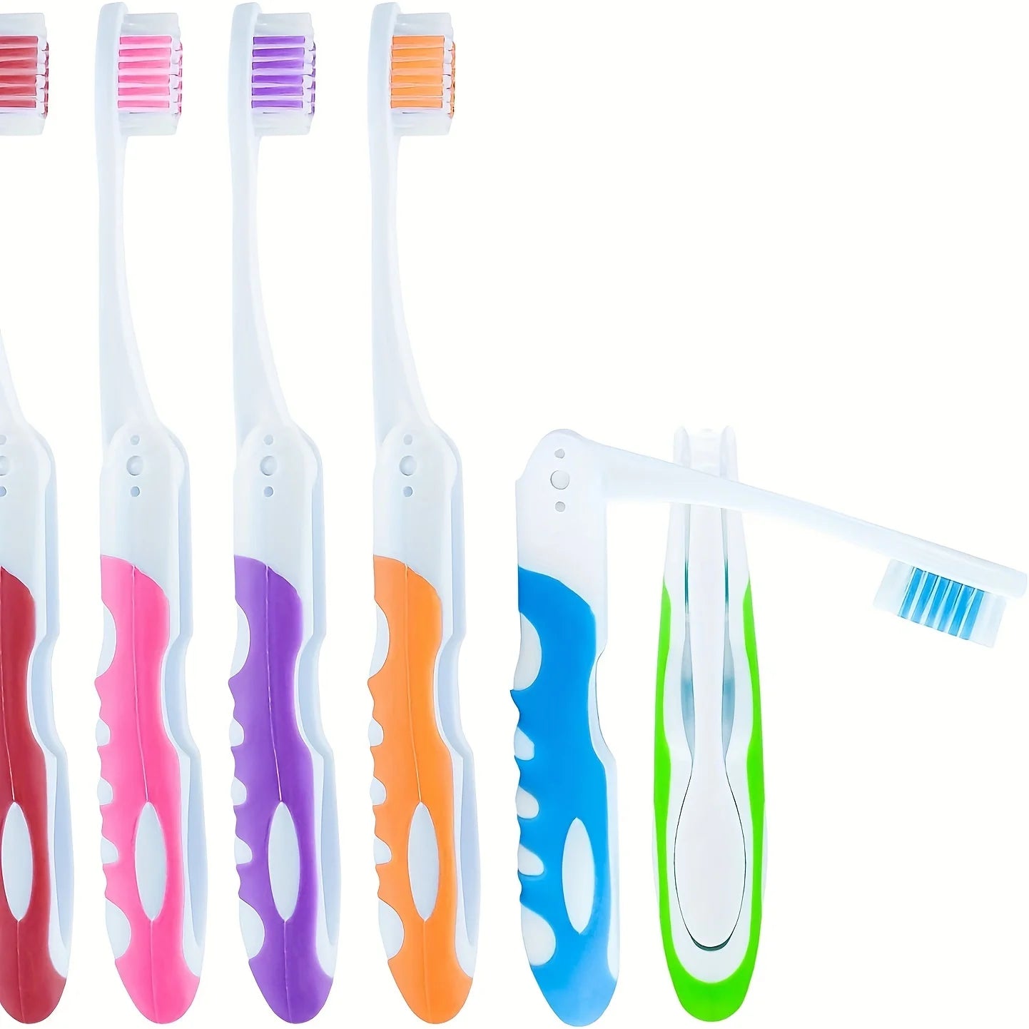 6-pack travel toothbrushes, built-in set of portable toothbrushes, travel toothbrushes, hiking, camping, travel, folding toothbr