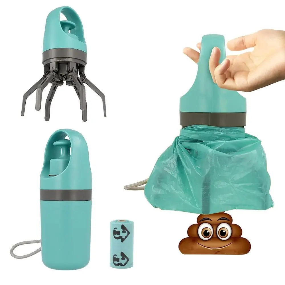 New Portable Dog Pooper Scooper Leak-Proof with Bag Attachment Claw Grabber Pickup Tool No Touch Dog Waste Pick-up Cleaner