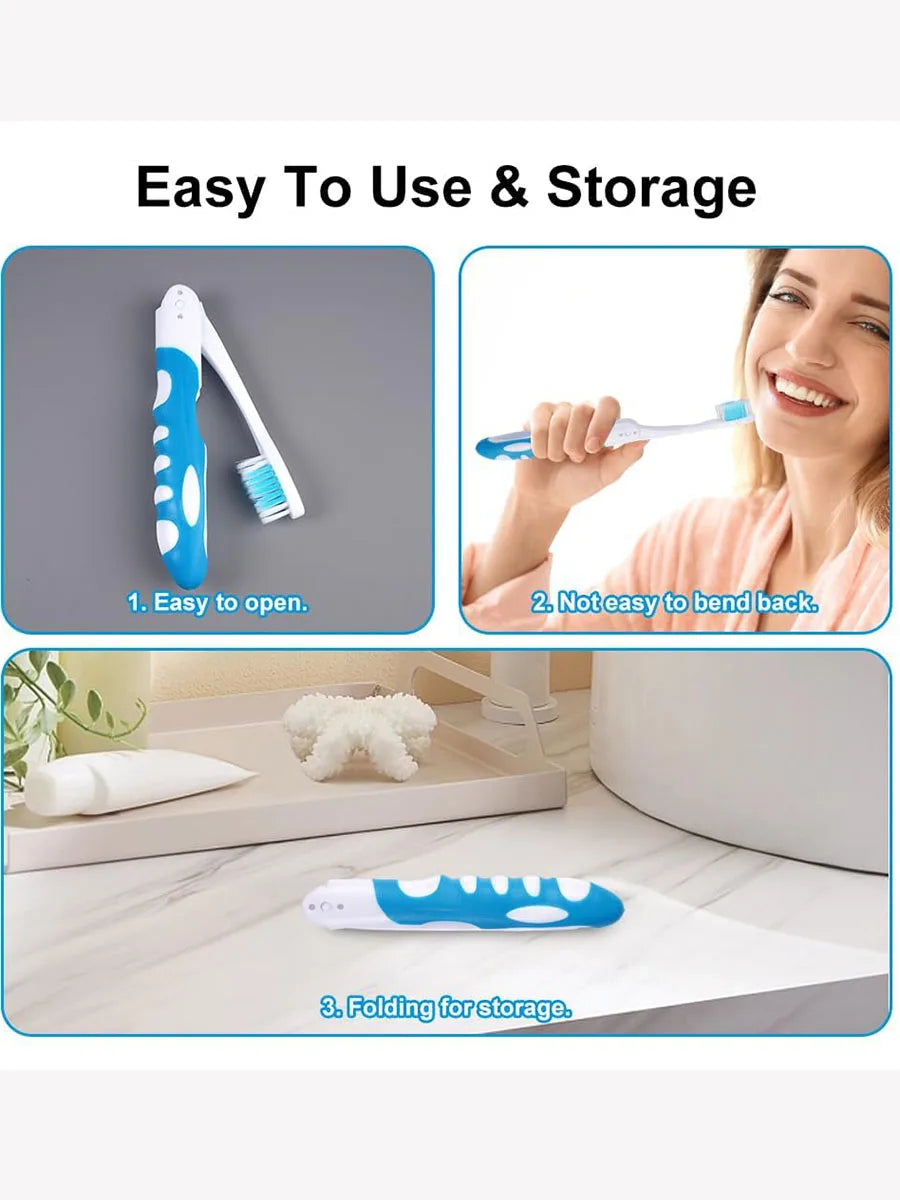 6-pack travel toothbrushes, built-in set of portable toothbrushes, travel toothbrushes, hiking, camping, travel, folding toothbr